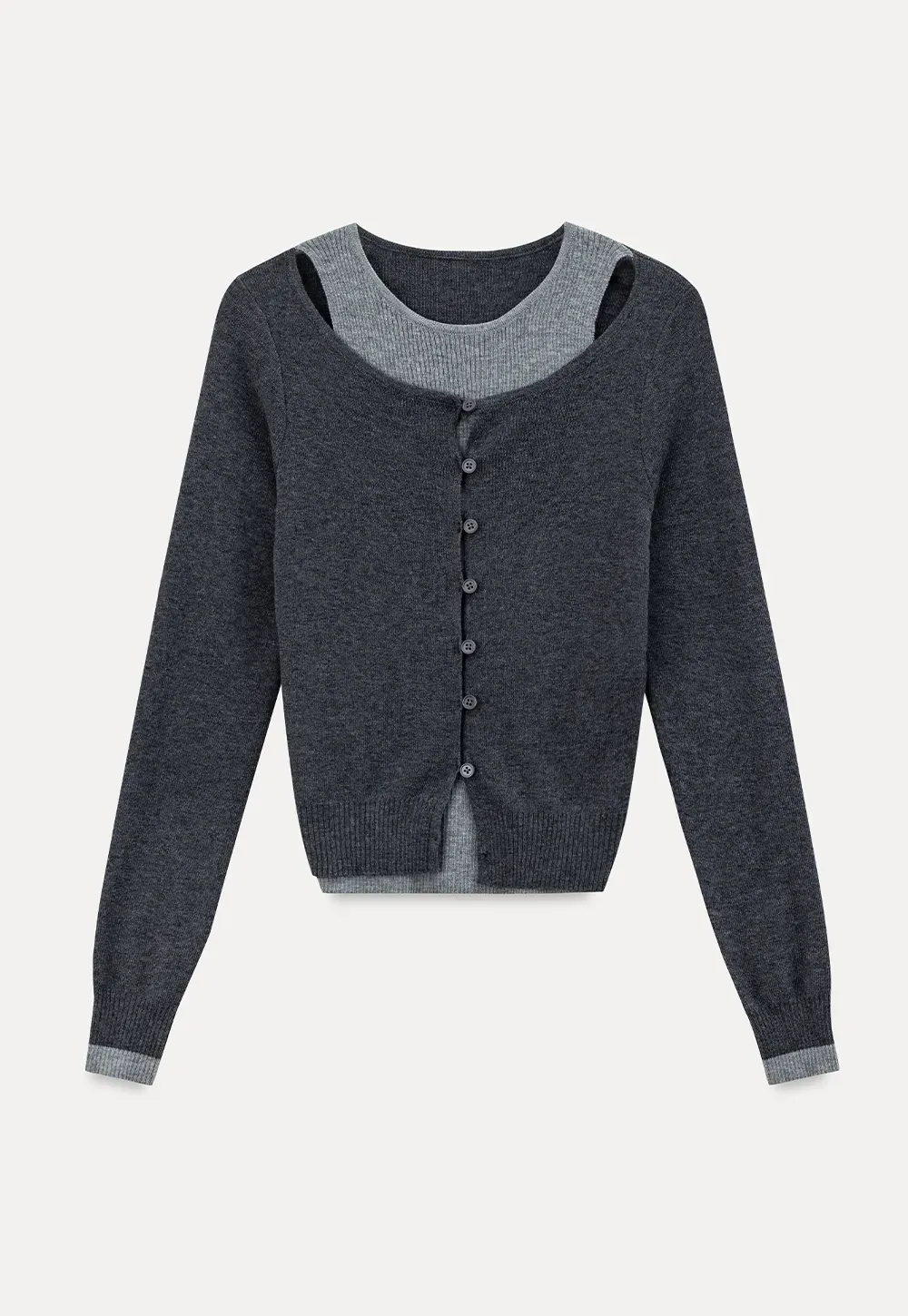 Cutout Shoulder Button Front Knit Sweater