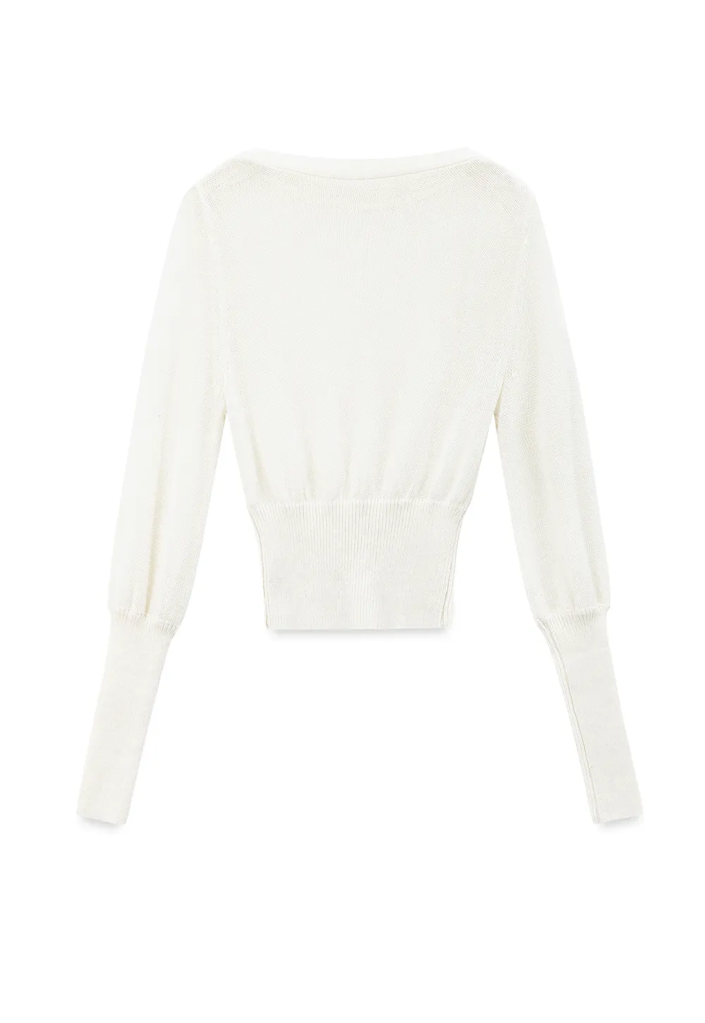 Sheer Mesh Overlay Ribbed Knit Sweater