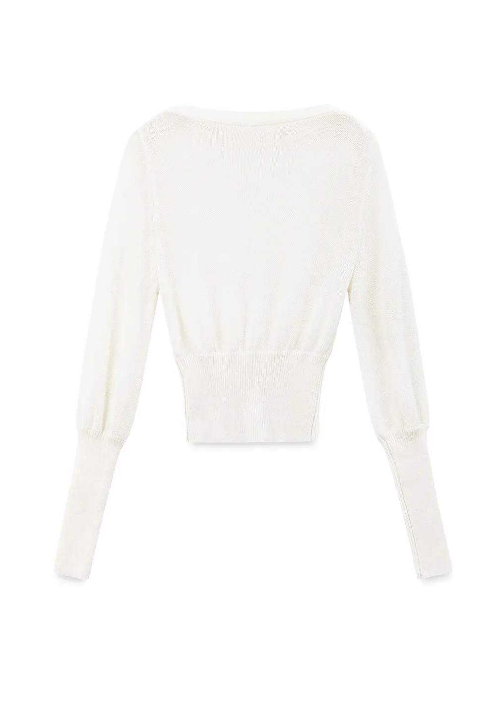 Sheer Mesh Overlay Ribbed Knit Sweater