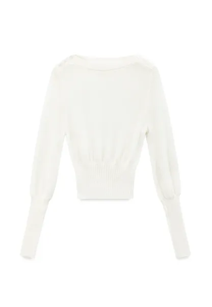 Sheer Mesh Overlay Ribbed Knit Sweater