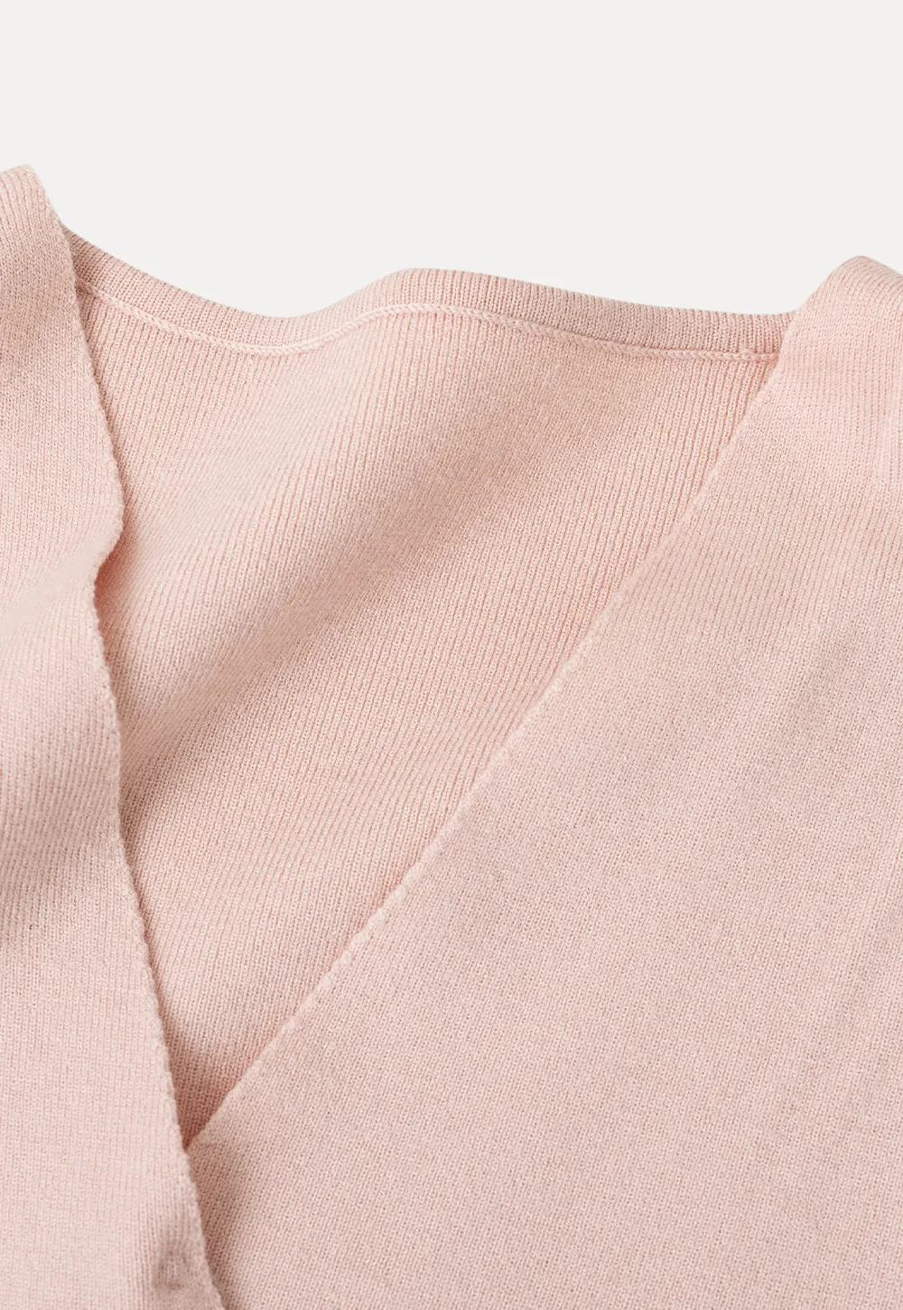 Wrap Front Choker Neck Long Sleeve Knit Sweater
