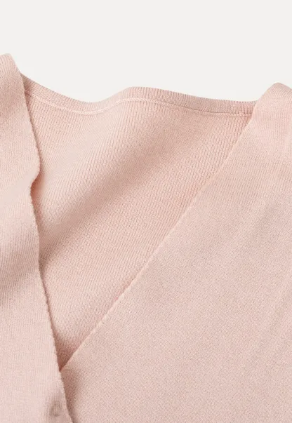 Wrap Front Choker Neck Long Sleeve Knit Sweater