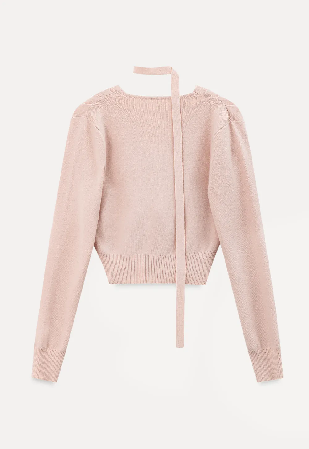Wrap Front Choker Neck Long Sleeve Knit Sweater