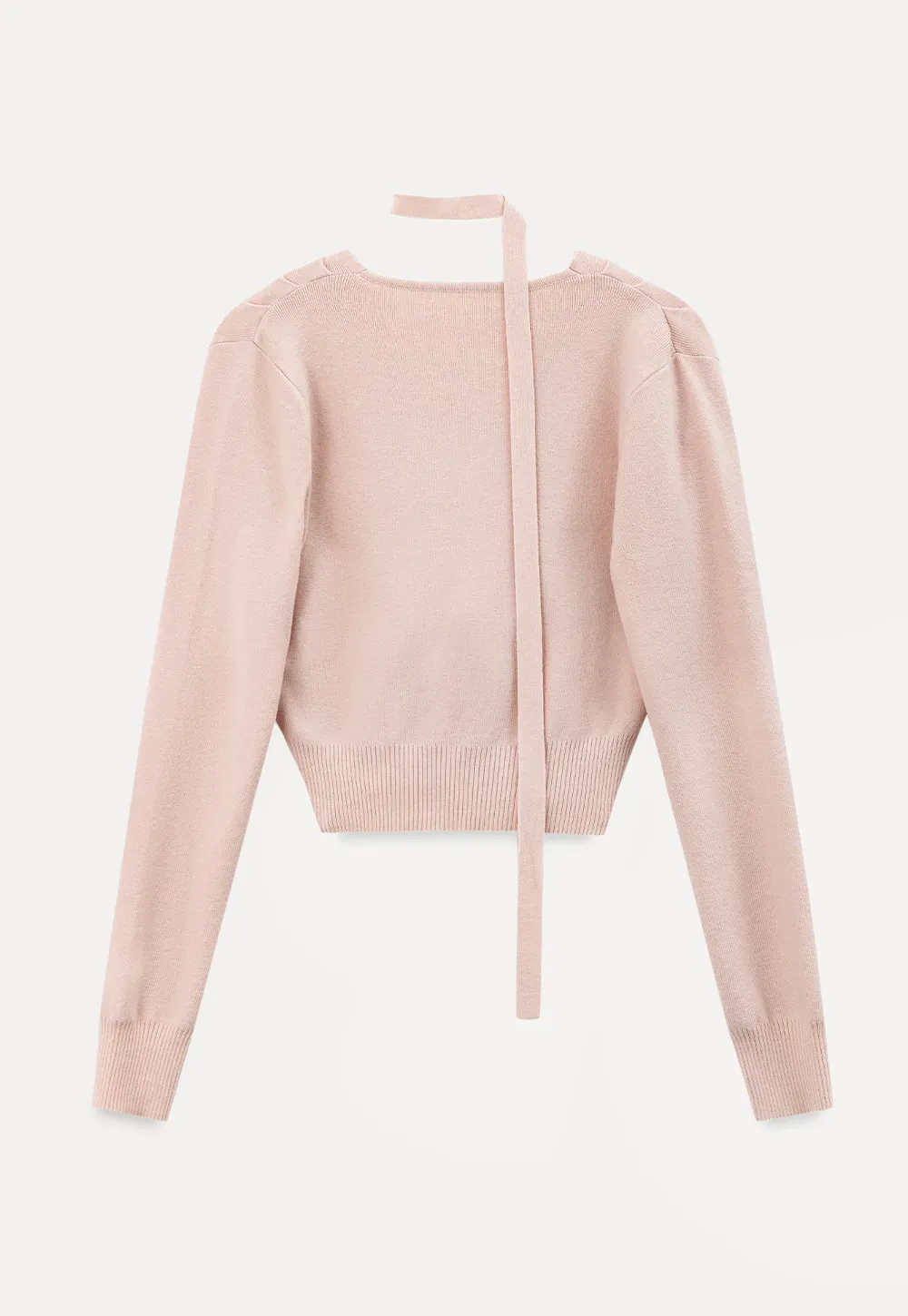 Wrap Front Choker Neck Long Sleeve Knit Sweater