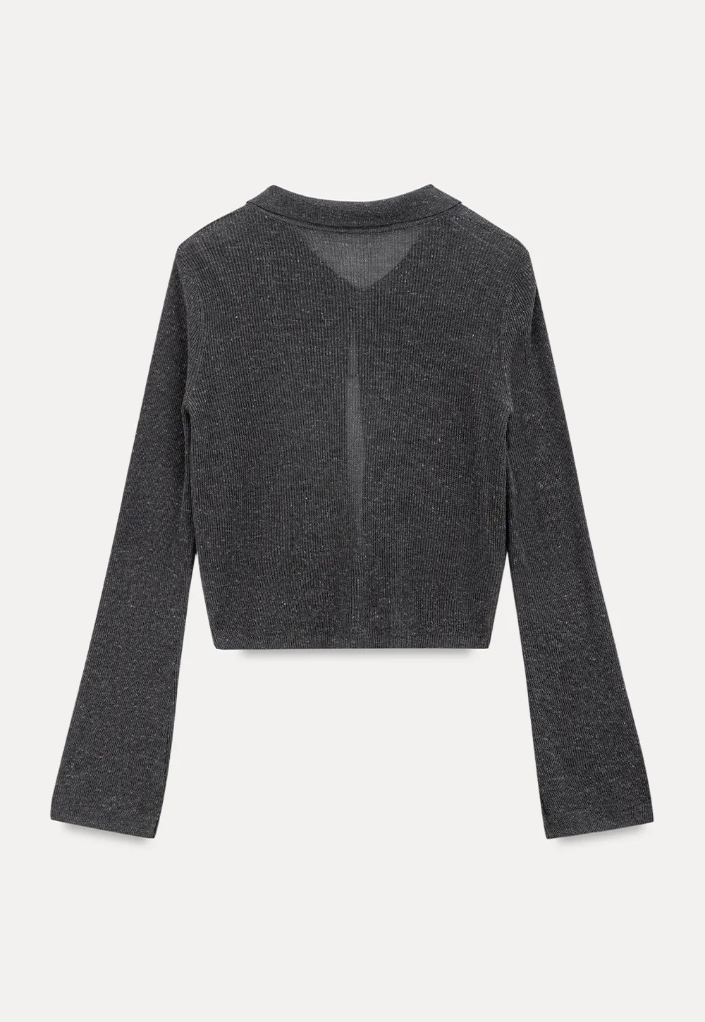 Sheer Knit Cardigan with Collar and Tie Detail