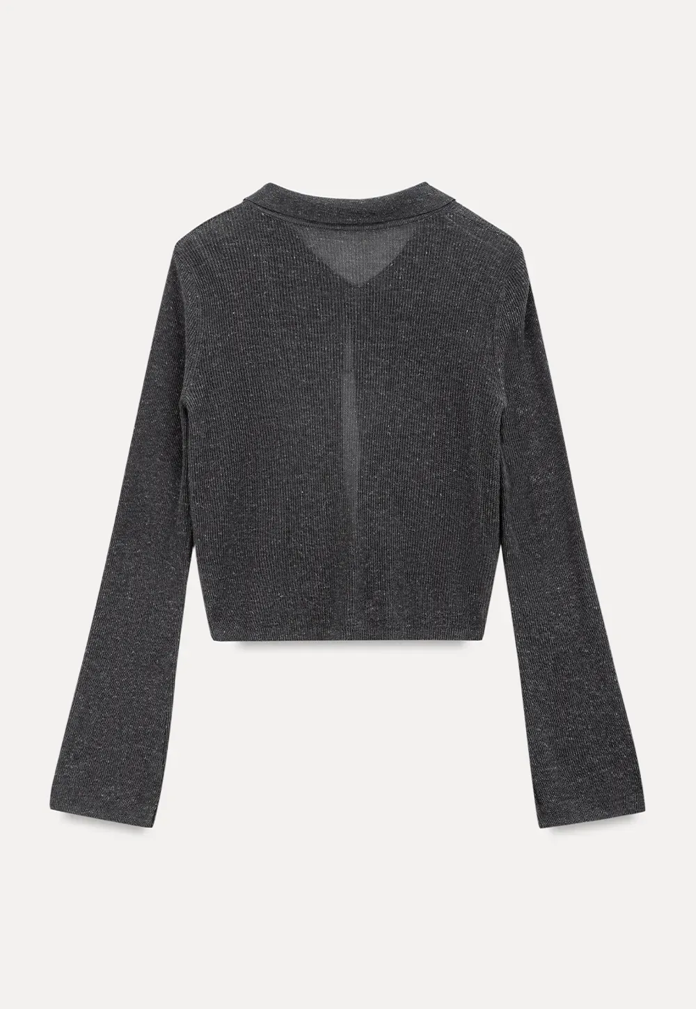 Sheer Knit Cardigan with Collar and Tie Detail