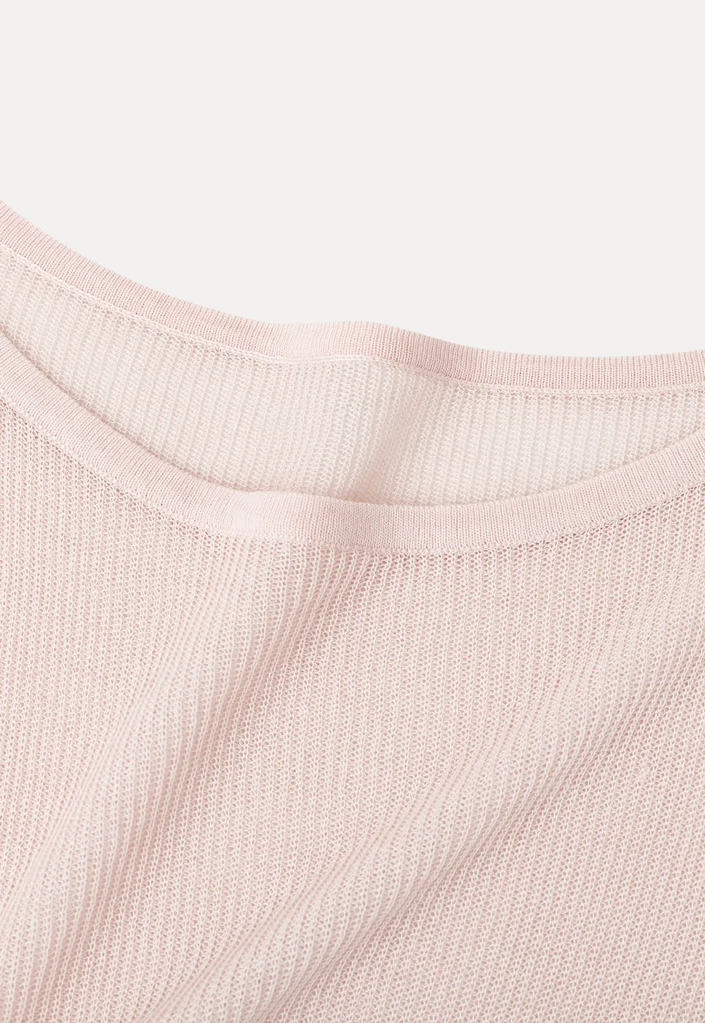 Sheer Ribbed Knit Long Sleeve Sweater