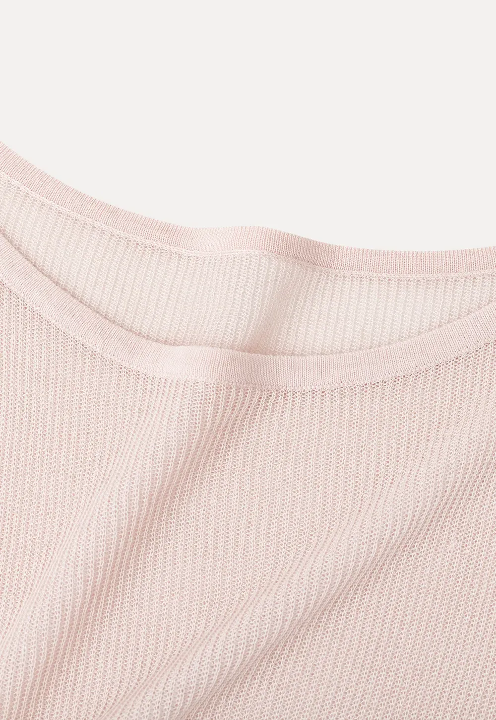 Sheer Ribbed Knit Long Sleeve Sweater