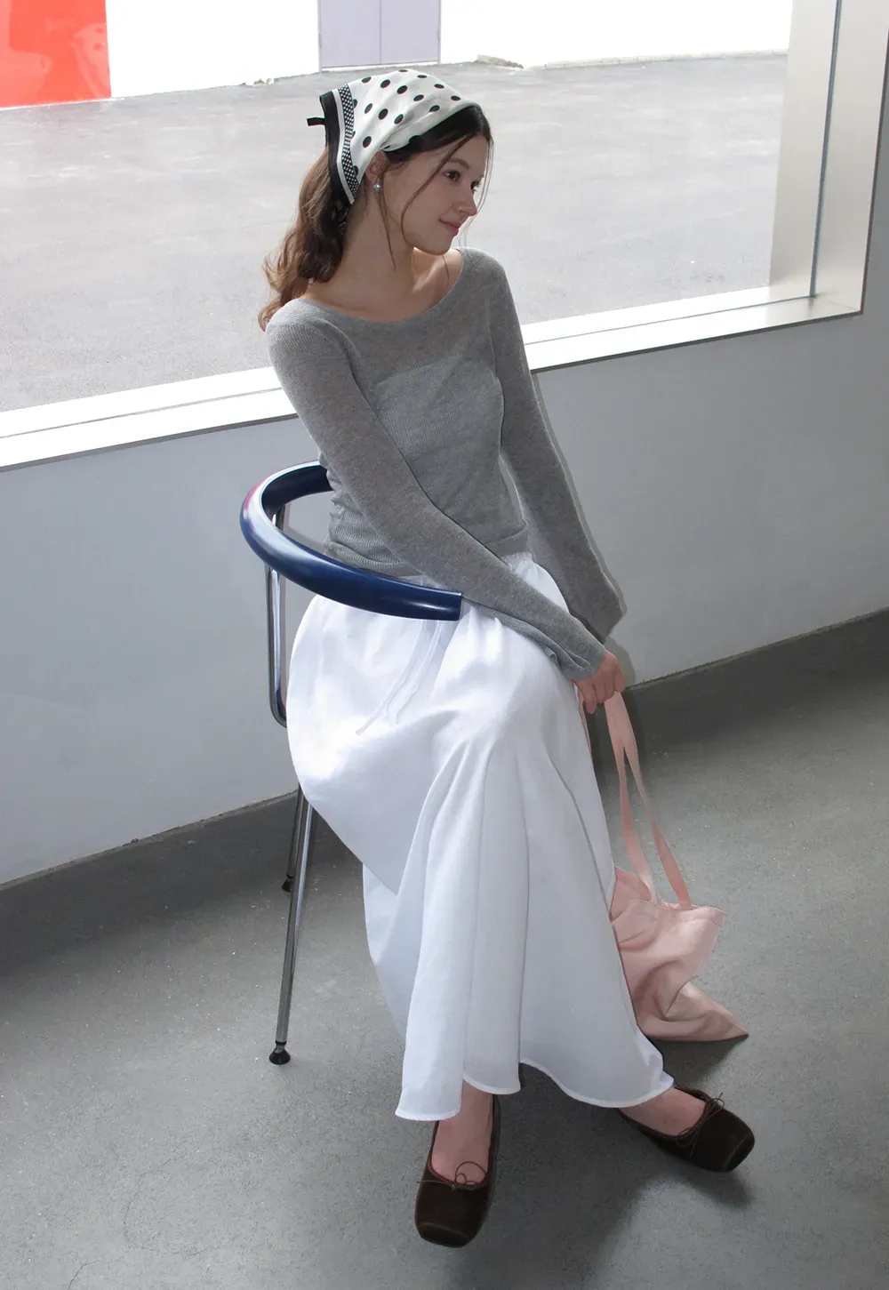 Sheer Ribbed Knit Long Sleeve Sweater