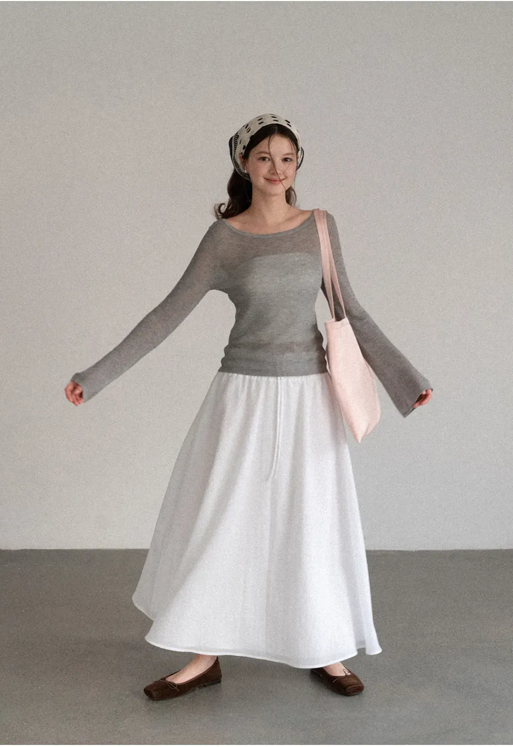 Sheer Ribbed Knit Long Sleeve Sweater