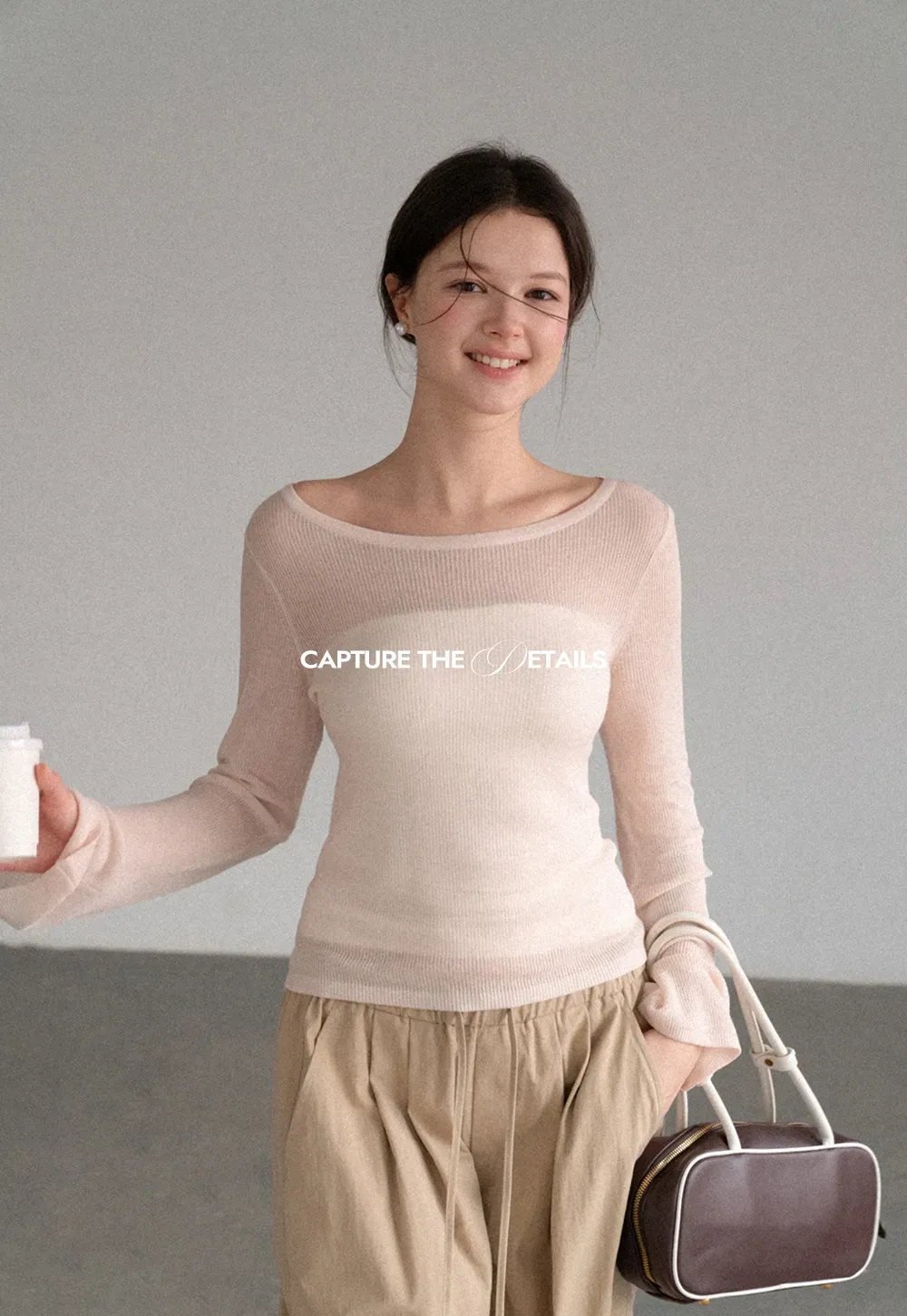 Sheer Ribbed Knit Long Sleeve Sweater