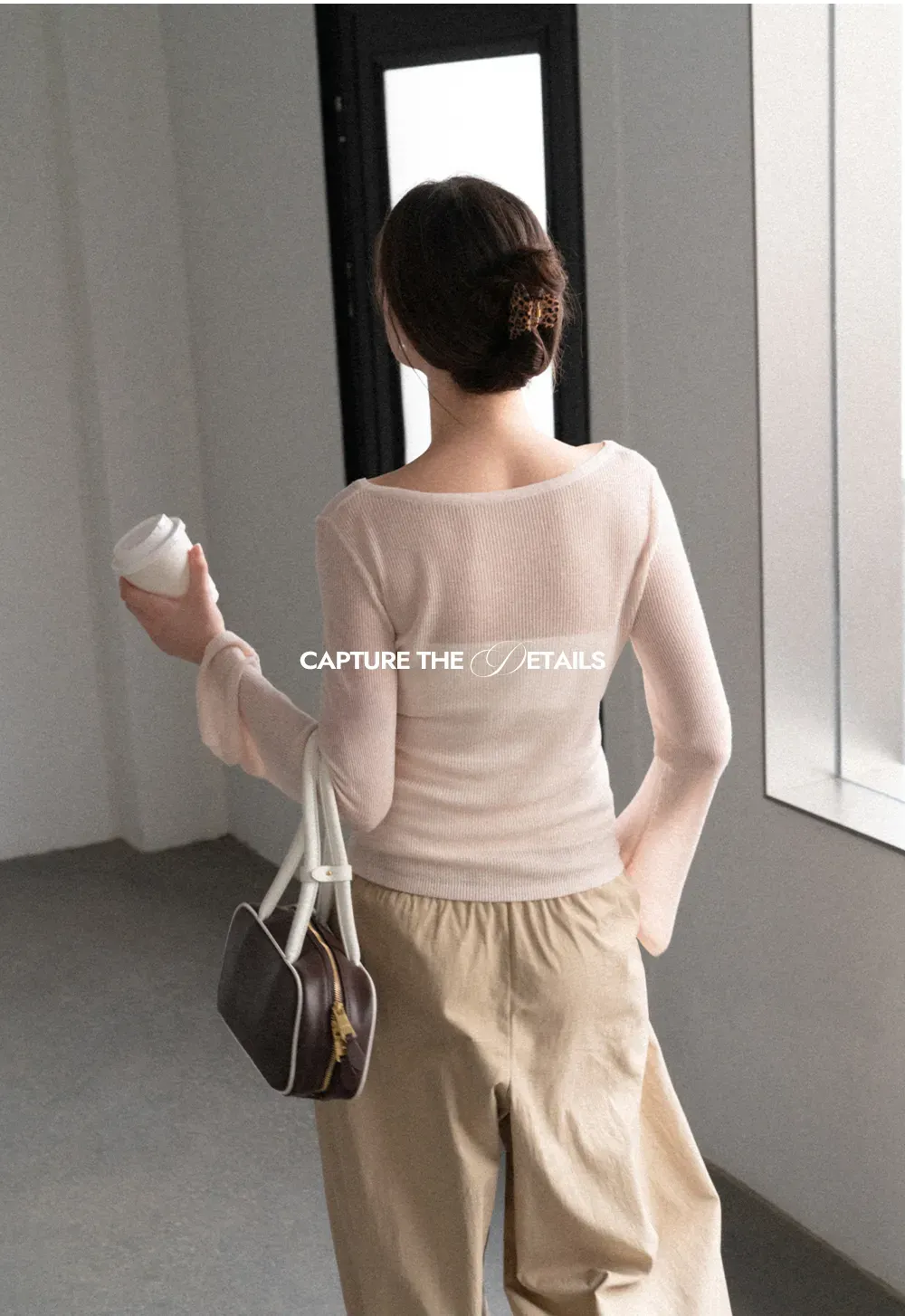 Sheer Ribbed Knit Long Sleeve Sweater