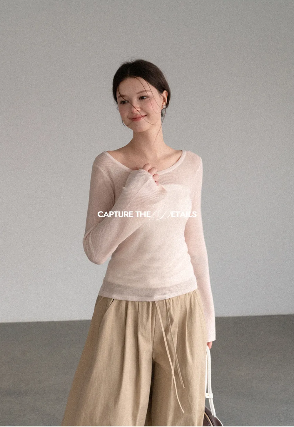 Sheer Ribbed Knit Long Sleeve Sweater