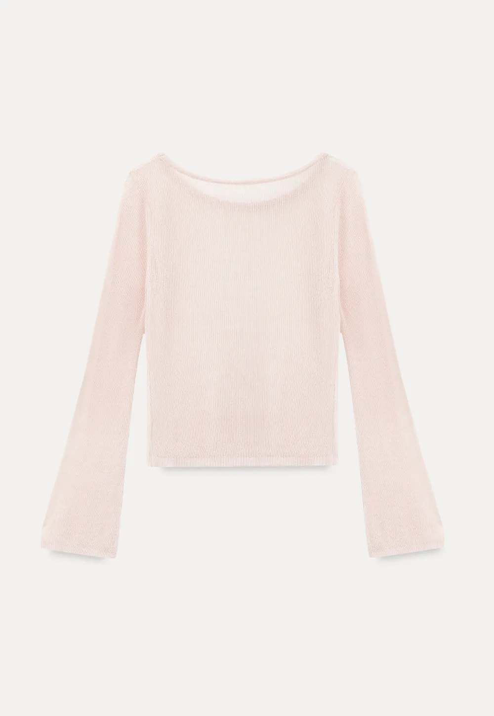 Sheer Ribbed Knit Long Sleeve Sweater