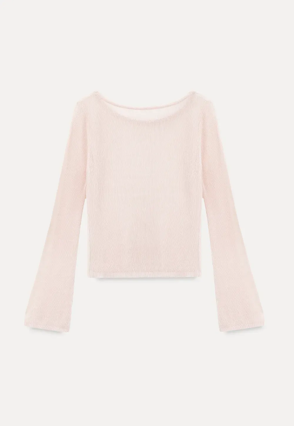 Sheer Ribbed Knit Long Sleeve Sweater