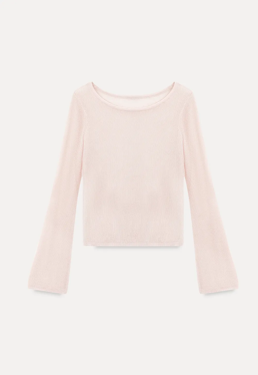 Sheer Ribbed Knit Long Sleeve Sweater