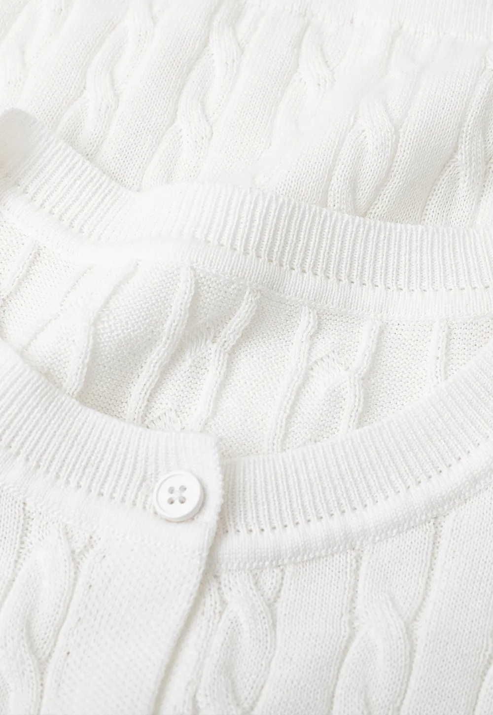 Cable Knit Short Sleeve Collared Knit Sweater