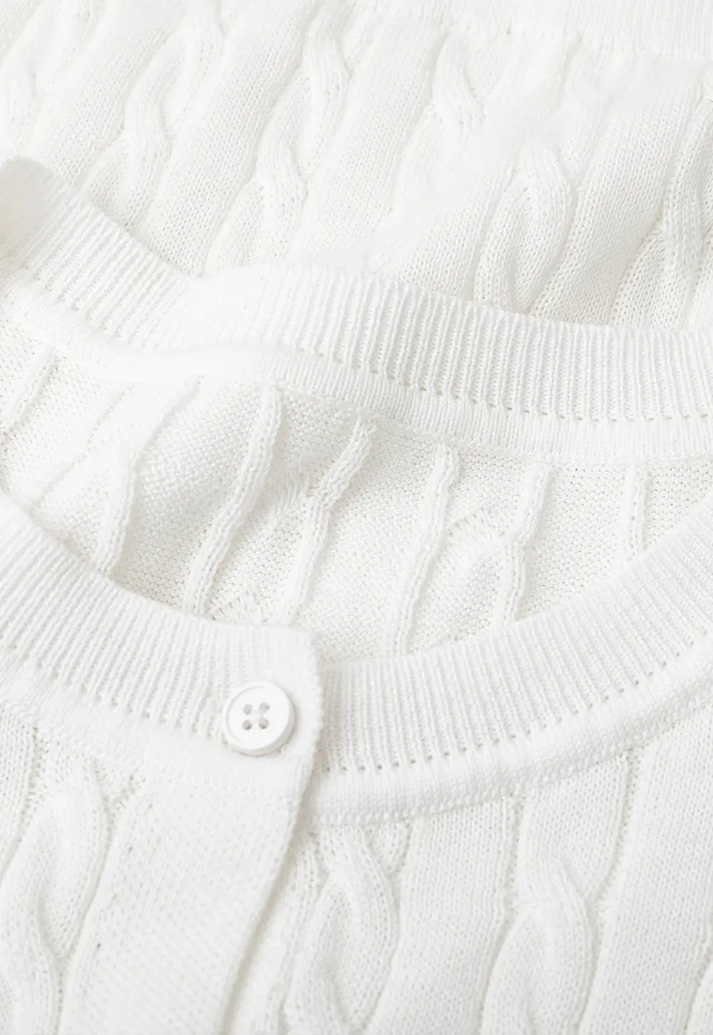 Cable Knit Short Sleeve Collared Knit Sweater