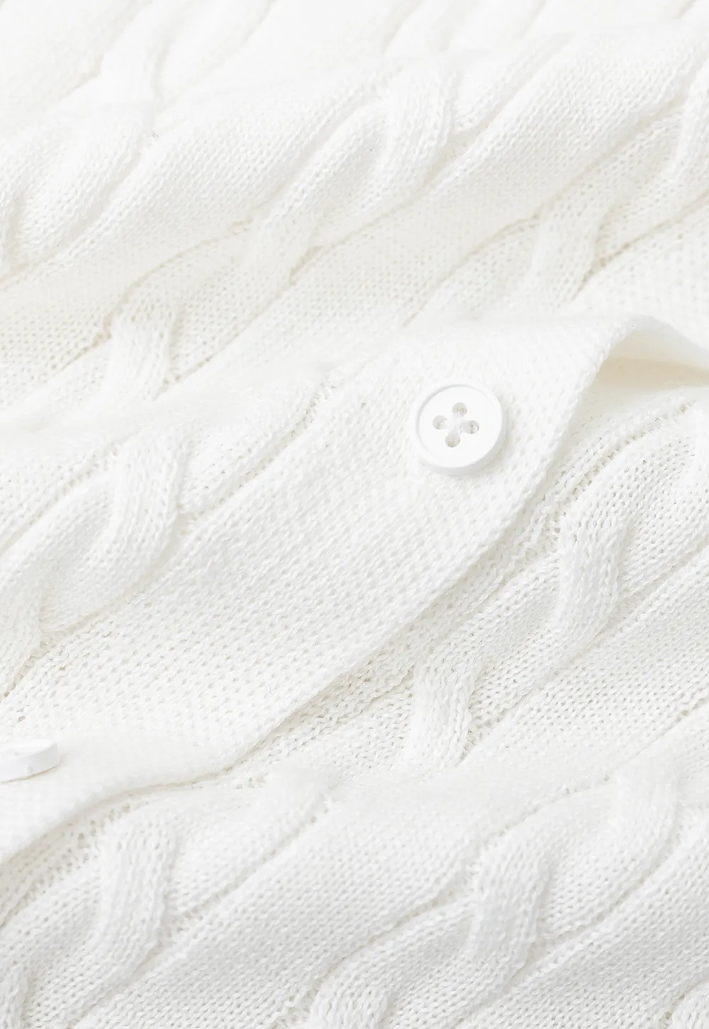Cable Knit Short Sleeve Collared Knit Sweater