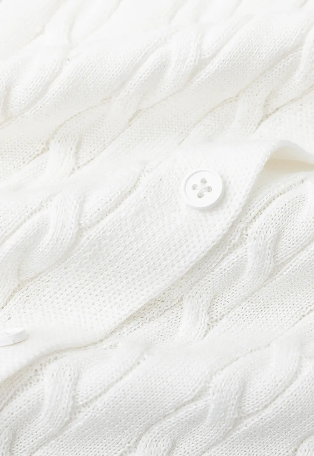 Cable Knit Short Sleeve Collared Knit Sweater