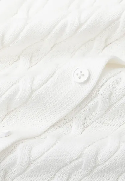 Cable Knit Short Sleeve Collared Knit Sweater