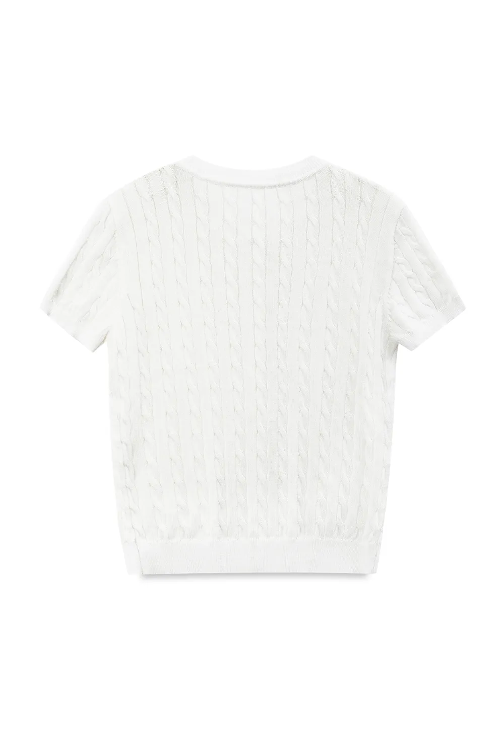 Cable Knit Short Sleeve Collared Knit Sweater