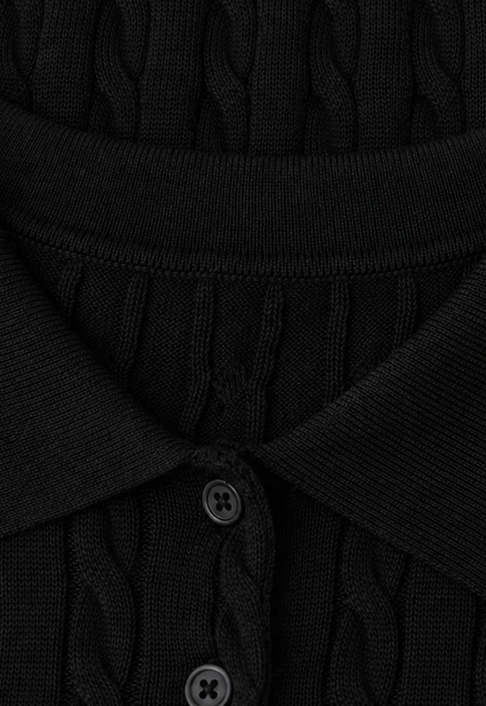 Polo Collar Ribbed Knit Short Sleeve Sweater