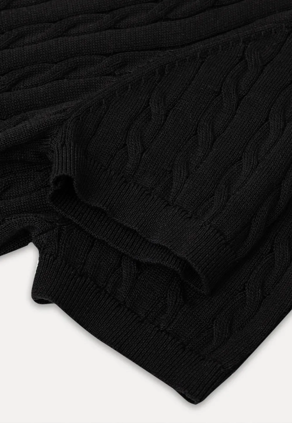 Polo Collar Ribbed Knit Short Sleeve Sweater