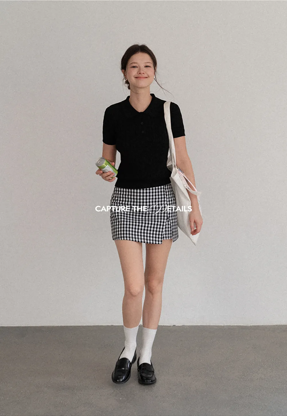 Polo Collar Ribbed Knit Short Sleeve Sweater