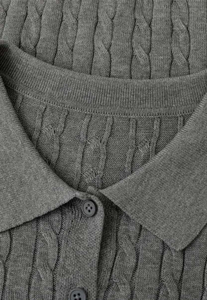Cable Knit Short Sleeve Collared Cardigan