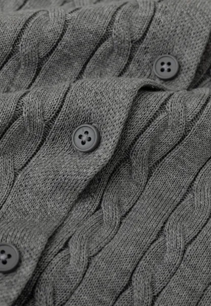 Cable Knit Short Sleeve Collared Cardigan