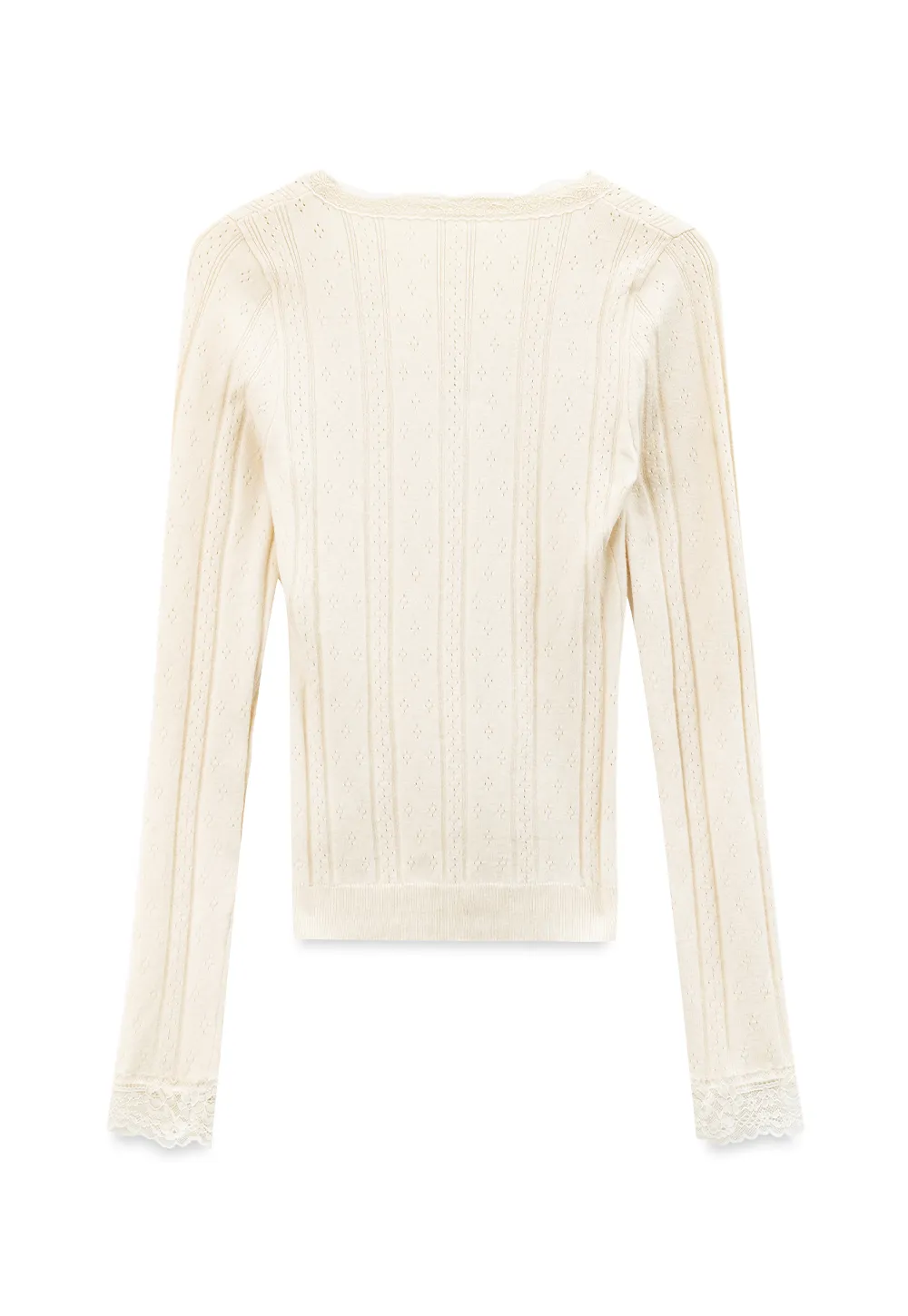 Scalloped V Neck Drawstring Long Sleeve Knit Sweater