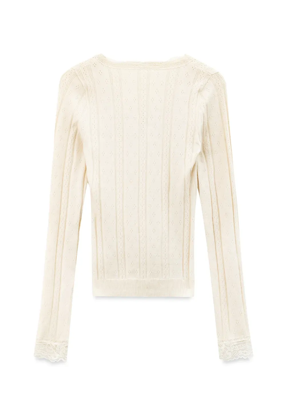 Scalloped V Neck Drawstring Long Sleeve Knit Sweater