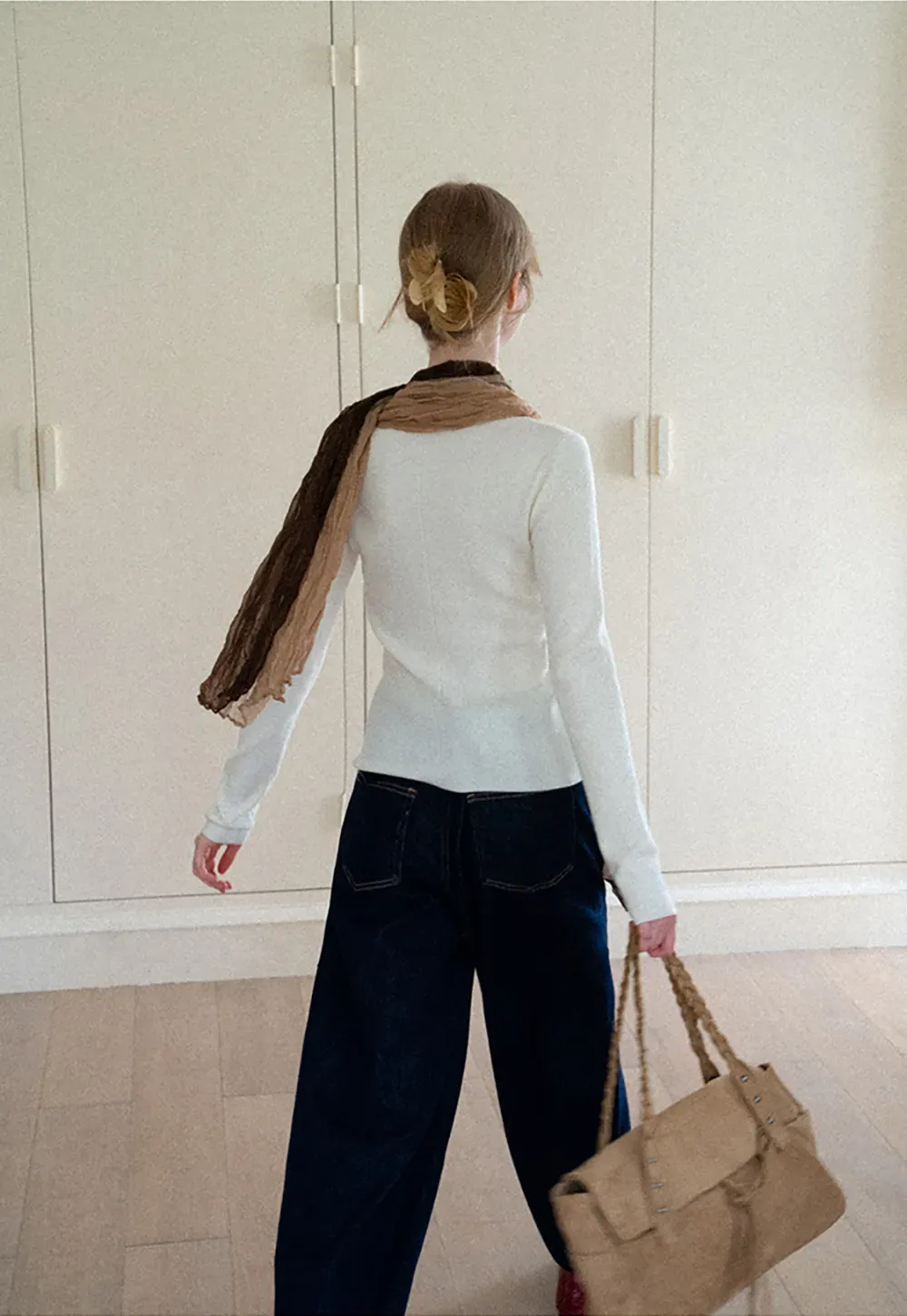Square Neck Long Sleeve Wool Knit Sweater