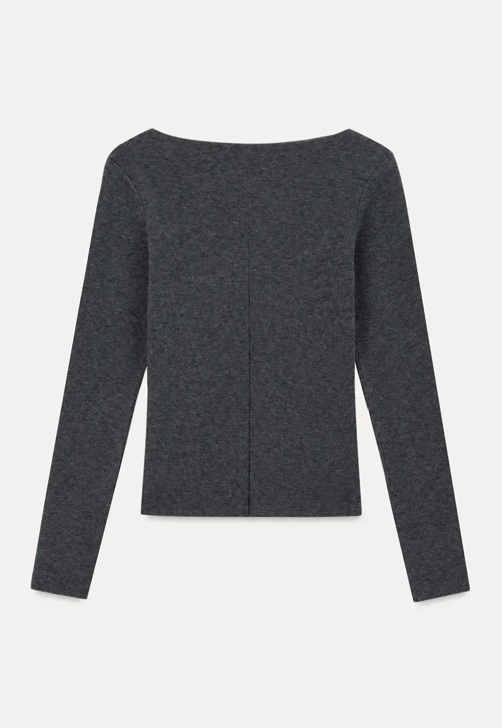 Square Neck Long Sleeve Wool Knit Sweater
