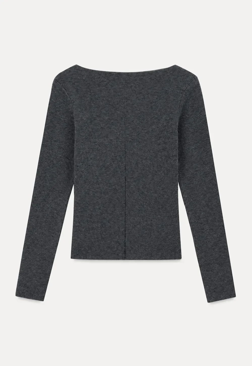 Square Neck Long Sleeve Wool Knit Sweater