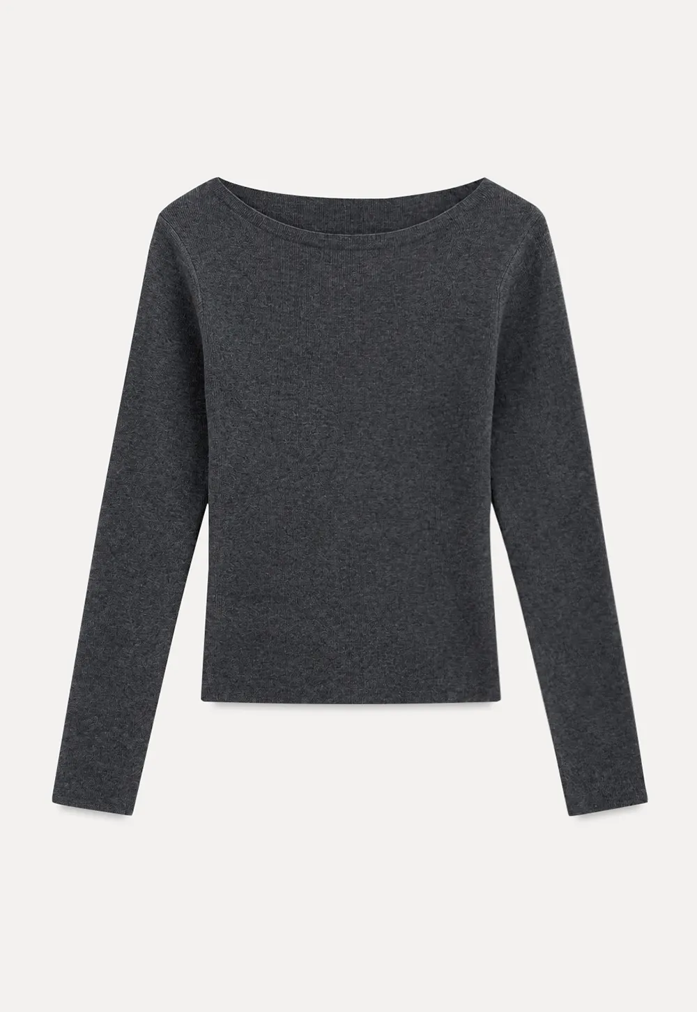 Square Neck Long Sleeve Wool Knit Sweater