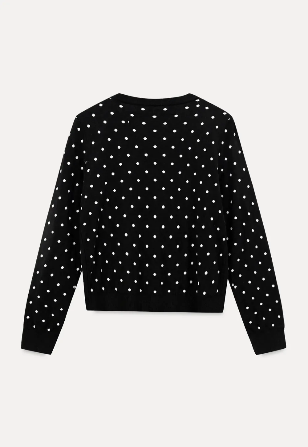 Polka Dot Pattern Bow Neck Knit Cardigan