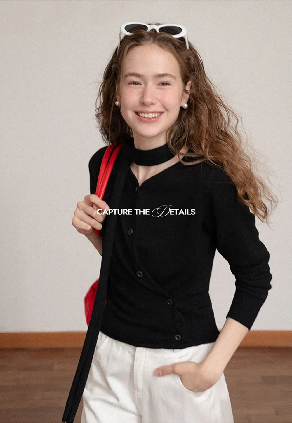 Choker Neck Asymmetrical Button Front Knit Sweater