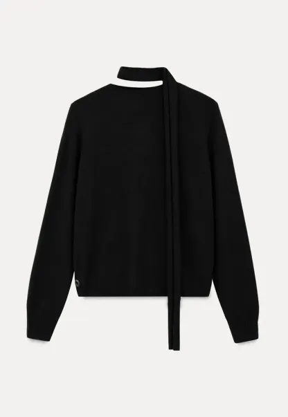 Choker Neck Asymmetrical Button Front Knit Sweater