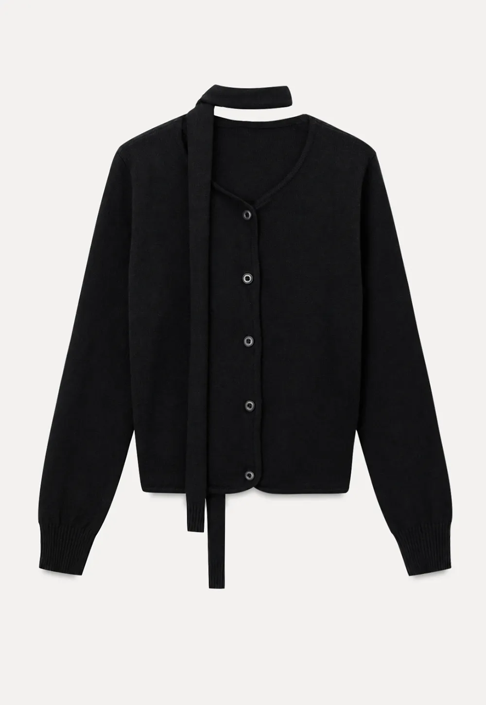 Choker Neck Asymmetrical Button Front Knit Sweater