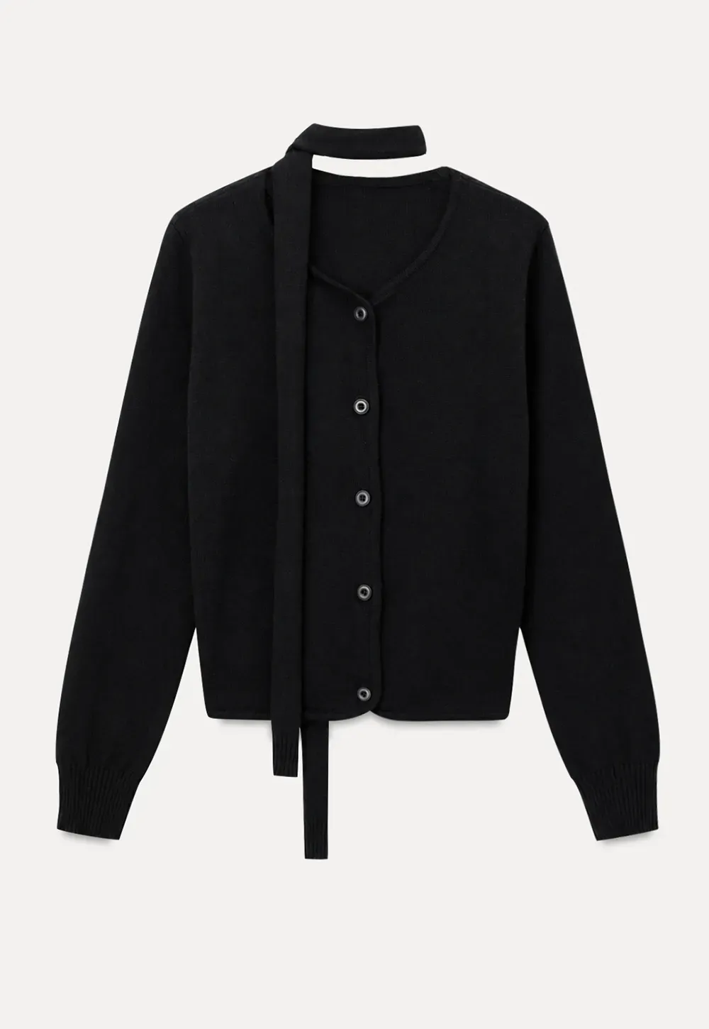 Choker Neck Asymmetrical Button Front Knit Sweater