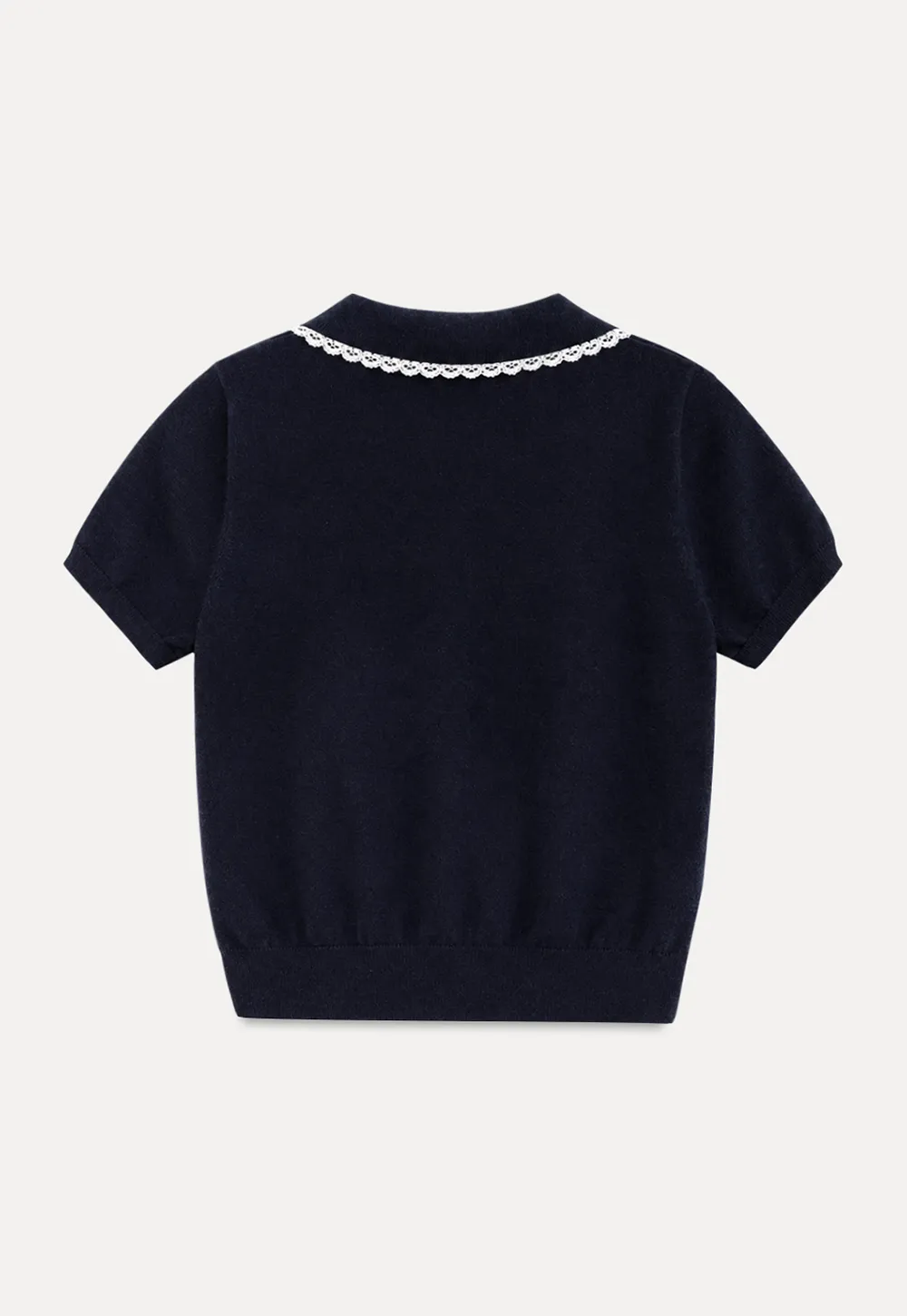 Lace Trim Collar Cropped Knit Sweater