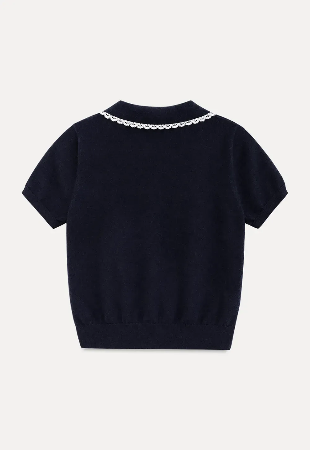 Lace Trim Collar Cropped Knit Sweater