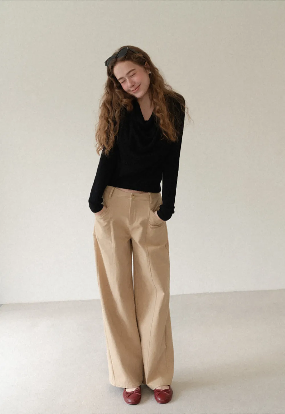 Cowl Neck Long Sleeve Woolen Knit Sweater