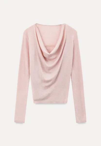 Cowl Neck Long Sleeve Woolen Knit Sweater