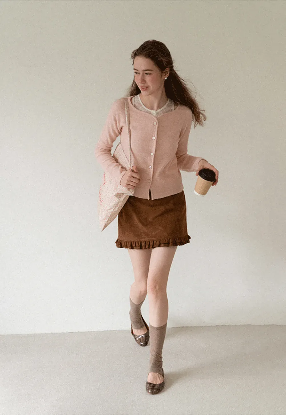 Lace Trim V Neck Button Front Knit Cardigan