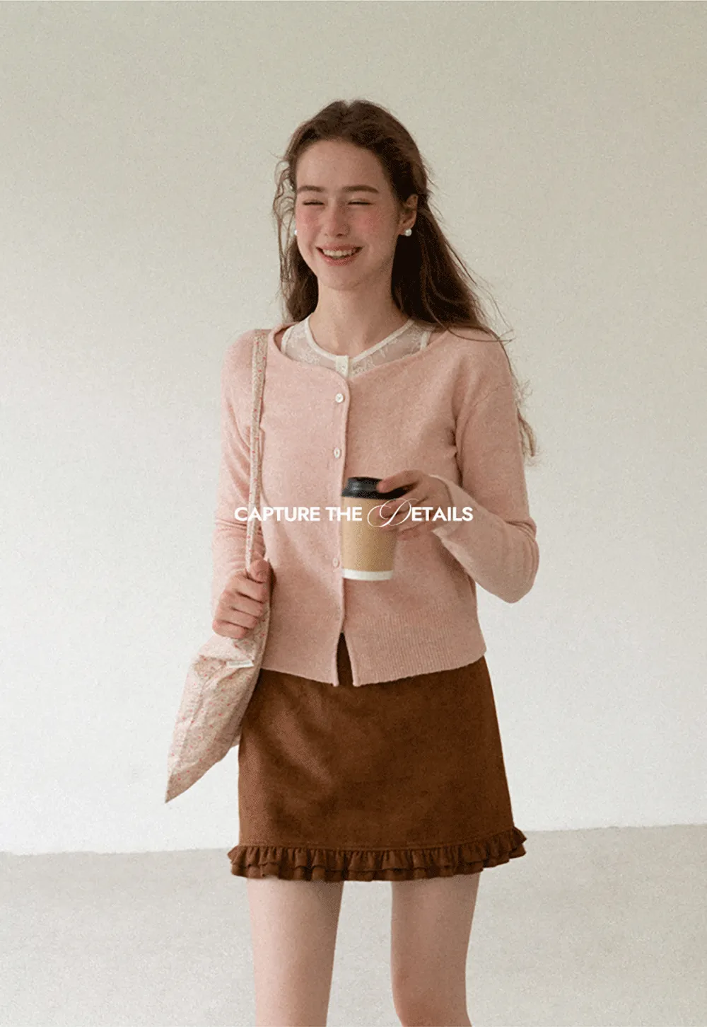 Lace Trim V Neck Button Front Knit Cardigan