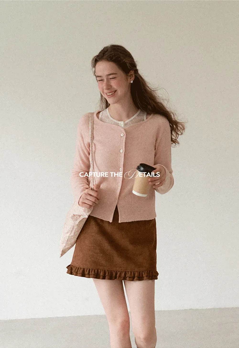Lace Trim V Neck Button Front Knit Cardigan