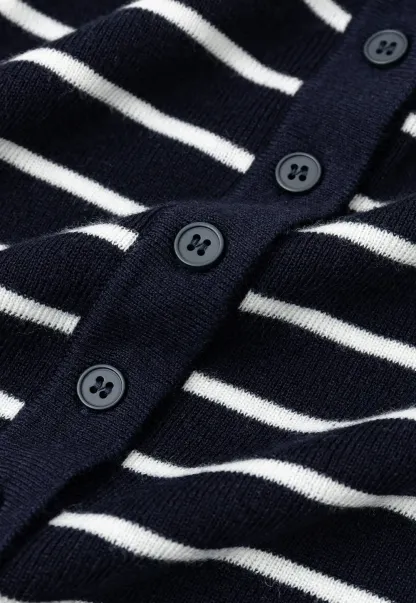 Striped Knit Sweater with Detachable Scarf Collar